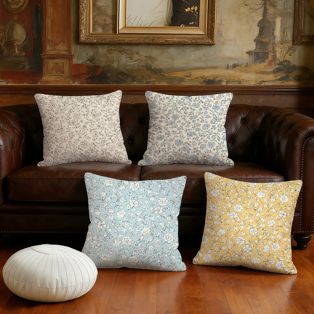 cushion cover cute Plush Fabric Fashion Soft Double Sided Print Yellow Sofa Cushion Cover flower Throw blue Pillow Covers