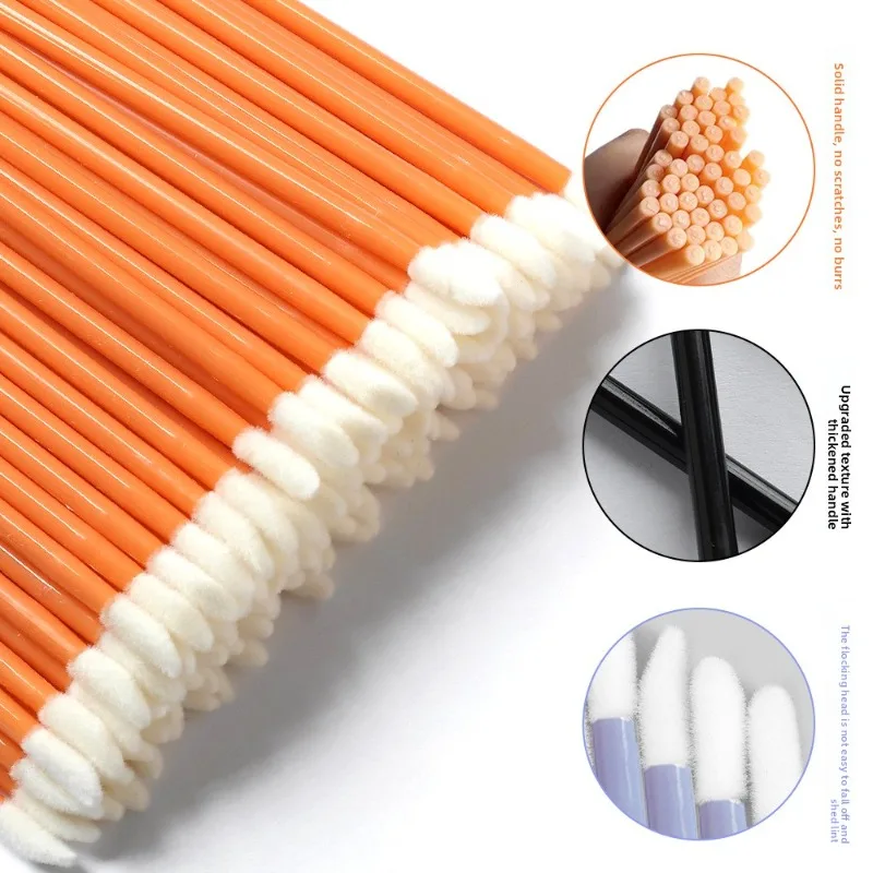 Disposable Lip Brushes Solid Lipstick Applicator Portable Flocked Lip Gloss Brushes Travel Makeup Tool For Salon