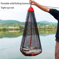 Fishing Landing Net Fishing Catching Collection Bag With Drawstring Portable Fish Net Encrypted Mesh Fish Holding Bag For