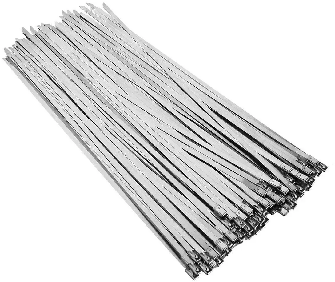 

101Pcs Stainless Steel Cable Ties Self-Locking High Strength Chemical Resistant for Automotive Exhaust Wrap