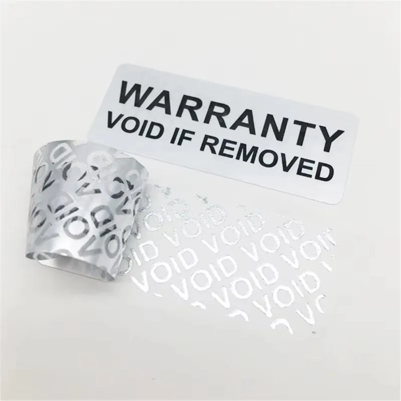 1000pcs silver safety sealing sticker One time tear invalid label (50X20mm) Tear the anti-demolition sticker seal label