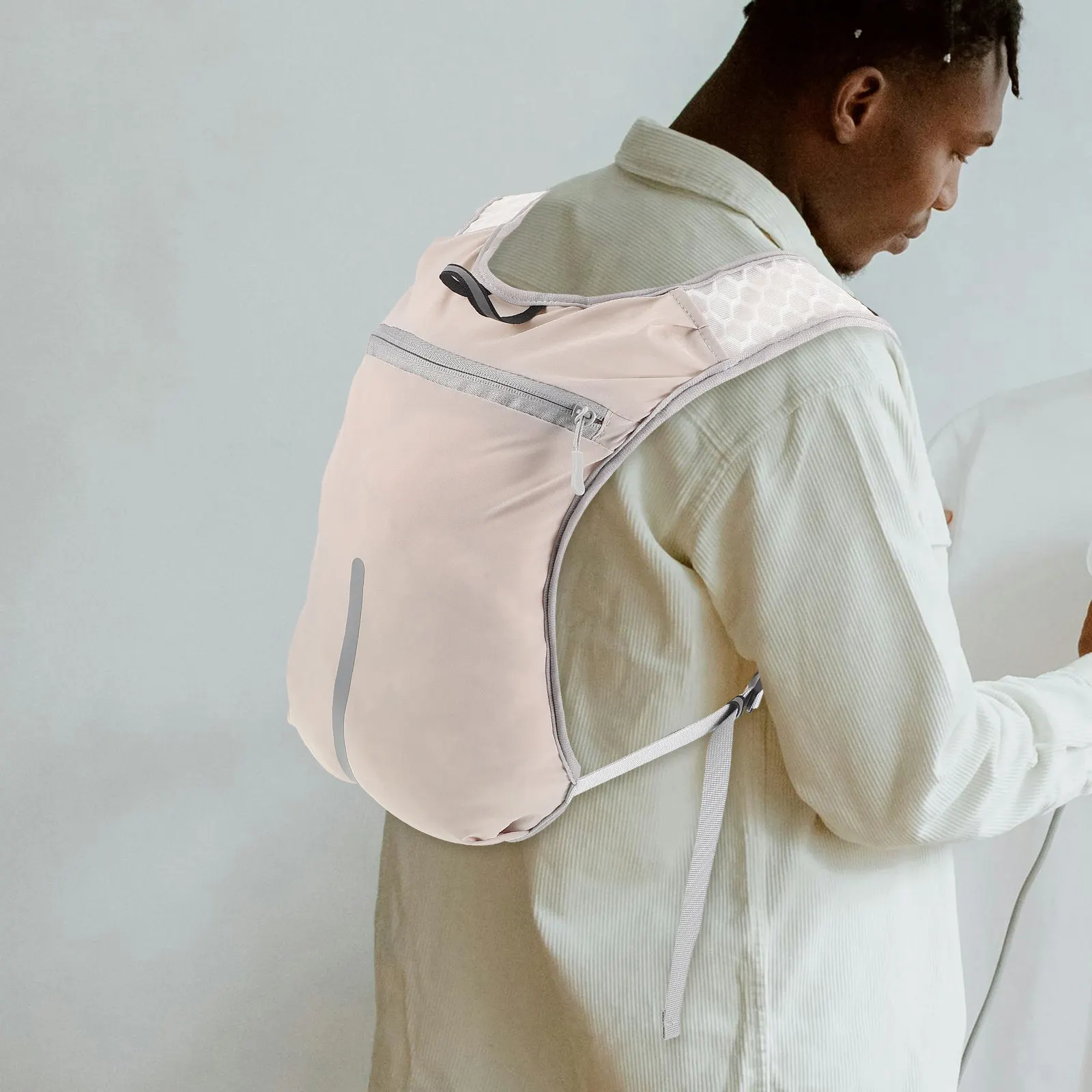 Lightweight Running Vest Multipocket Hydration Backpack Breathable Back Padding Adjustable Straps Reflective Safety for Outdoor