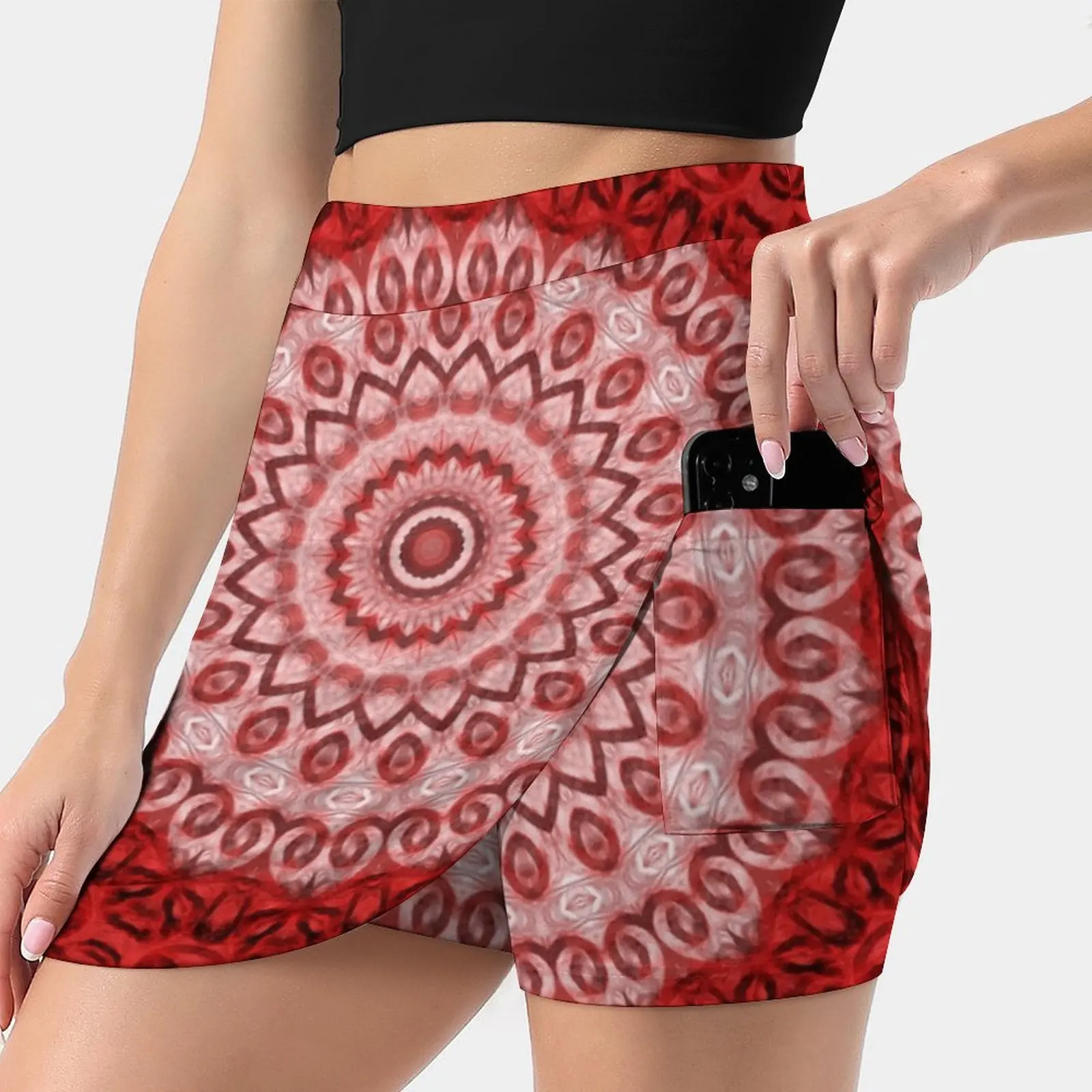 Red Mandala Of Protection. Women's skirt Aesthetic skirts New Fashion Short Skirts Mandala Mandalas Pattern S Hippie Boho