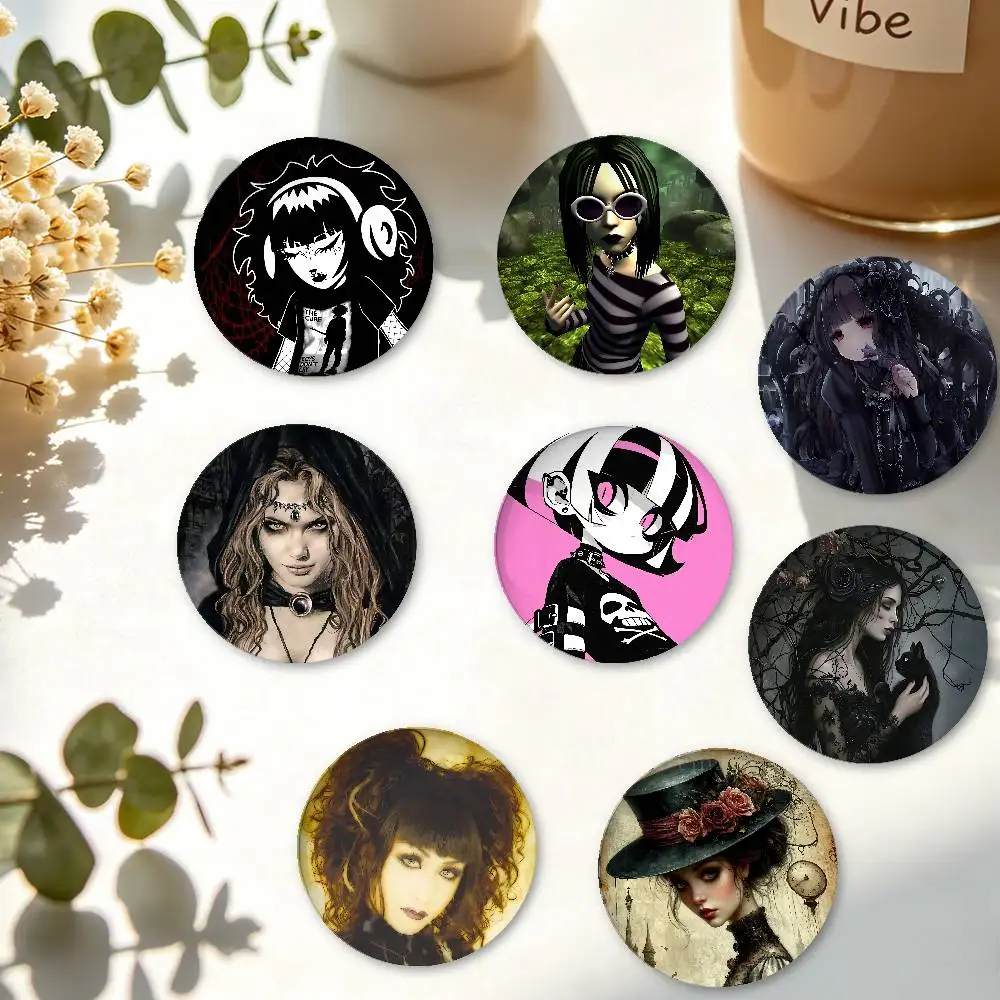 Gothic Dark Minimalist Exquisite Tinplate Brooches: Sleek Badge Lapel Pins For Bag Accessories, Practical Souvenir Gifts