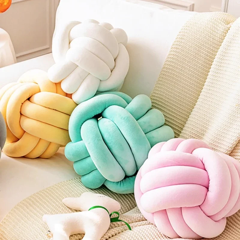 

Knotted Ball Pillow Nordic Ins Style Hand-made Cushion Soft Sofa Decorative Ball Shaped Knot Pillow Office Sleeping Back Cushion