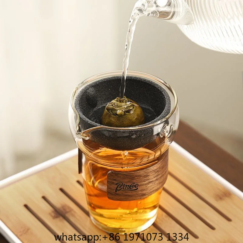 360 Rotation Poreless Filtration Teapot Glass Tea Maker Infuser Semi-Automatic Teaware for Home Office Travel Gong Fu Tea set