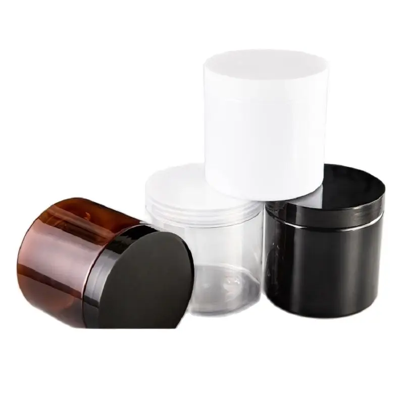 500ml Dia. 89mm White Clear Black Brown PET Wide Mouth Bottle Cosmetic Jars Empty Makeup Containers Plastic Skincare Cream Pot