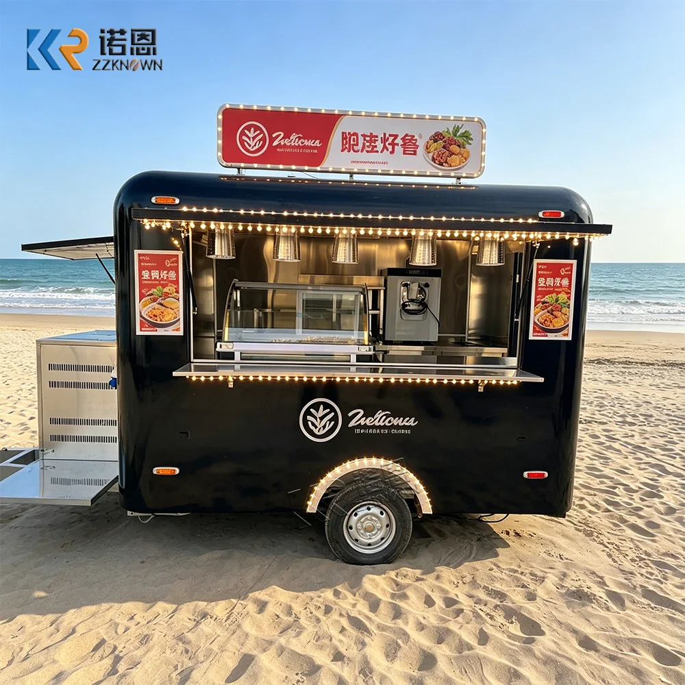 Custom Stainless Steel Mobile Kitchen Trailer Catering Fast Food Vending Coffee Ice Cream BBQ Burger Food Truck For Sale