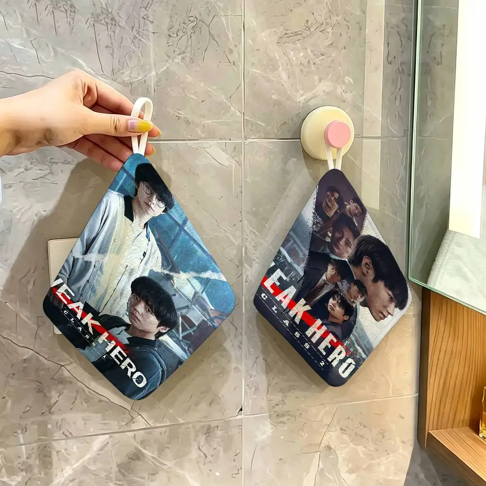 AKorean Tv Series W-Weak Hero Class 1 2 Polyester Cotton Hanging Kitchen Towel, Skin Friendly Hand Wiping Towel for Hotel Cafe
