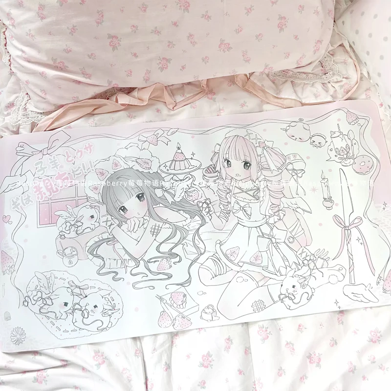 Cute Pink Anime Girl Wave Points PU Leather Mouse Pad Mouse Protector Non-Slip Large Small Mouse Pad Home &Office Pc Laptop Mat