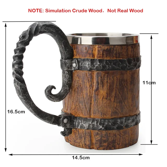 Viking Wood Style Beer Mug Simulation Wooden Barrel Beer Cup Double Wall Drinking Mug Metal Insulated 1PCS Bar Drinking кружка 6 Viking Wood Style Beer Mug Simulation Wooden Barrel Beer Cup Double Wall Drinking Mug Metal Insulated 1PCS Bar Drinking кружка 6
