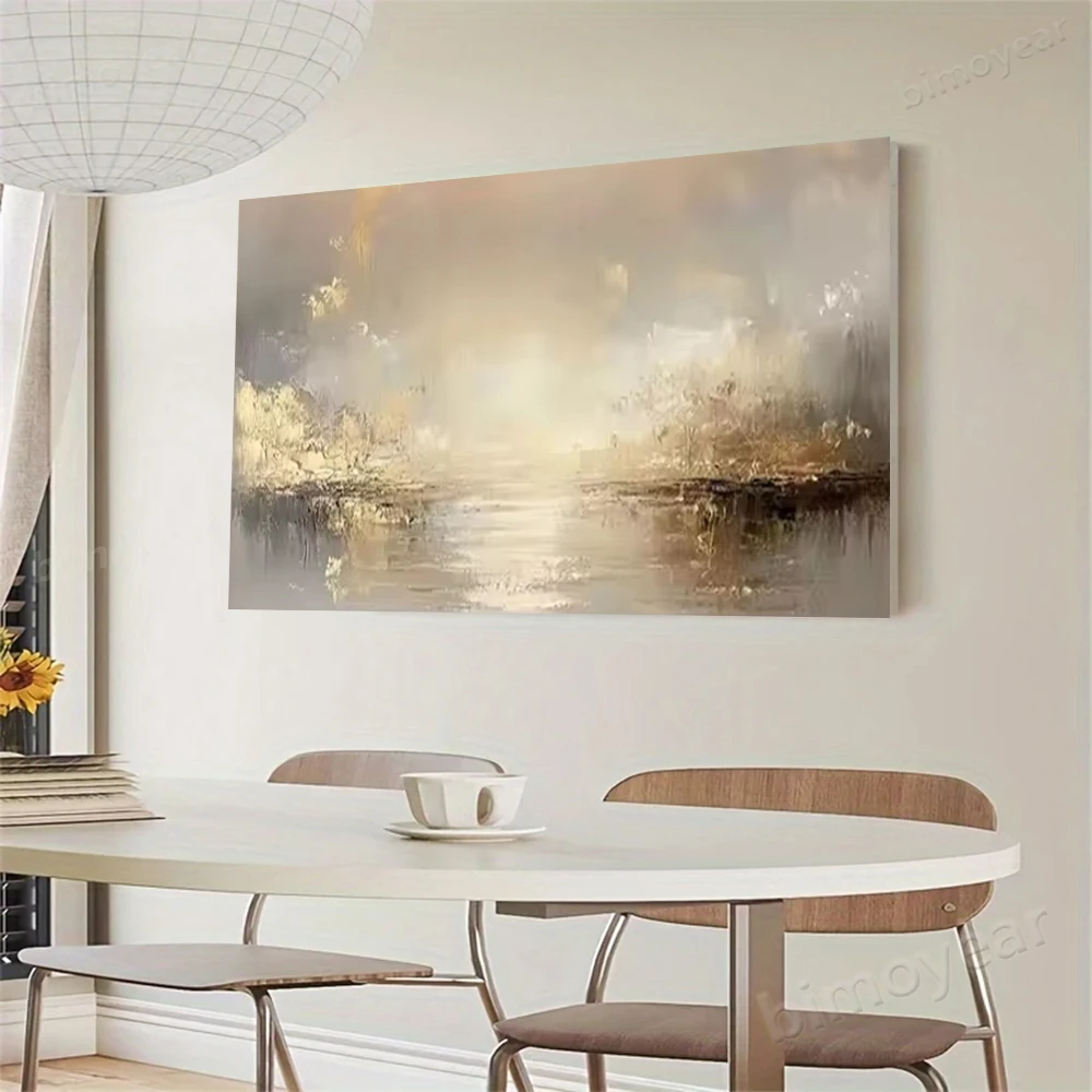 Beige Wabi Sabi Abstract Painting Large Brown Handmade Oil Minimalism Wall Decor Medieval Style Artwork for Home Decoration