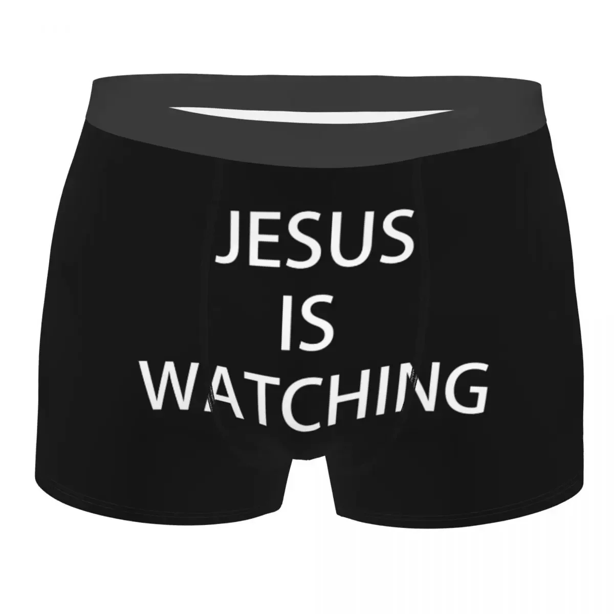 Custom Jesus Is Watching Underwear Men Stretch Boxer Briefs Shorts Panties Soft Underpants For Homme