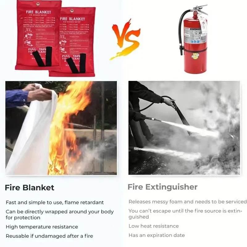 بطانية طوارئ مضادة للحريق ، مناسبة للاستخدام في الهواء الطلق ، المنزل ، المطبخ ، المدرسة ، الموقد ، رف الشواء ، السيارة ، المكتب