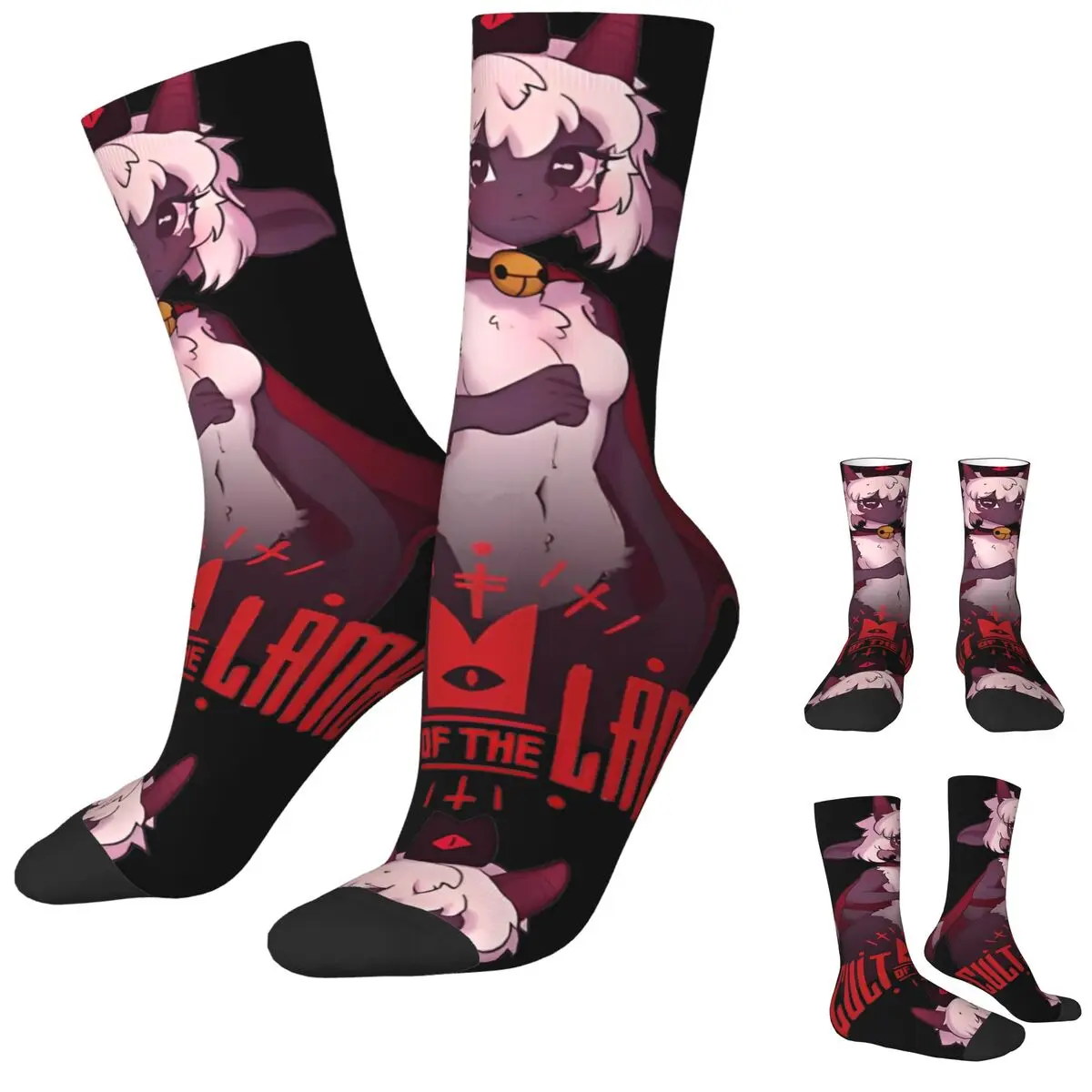 Winter Warm Retro Women Men Video Game Cult Of The Lamb Socks Sweat Absorbing Basketball Socks