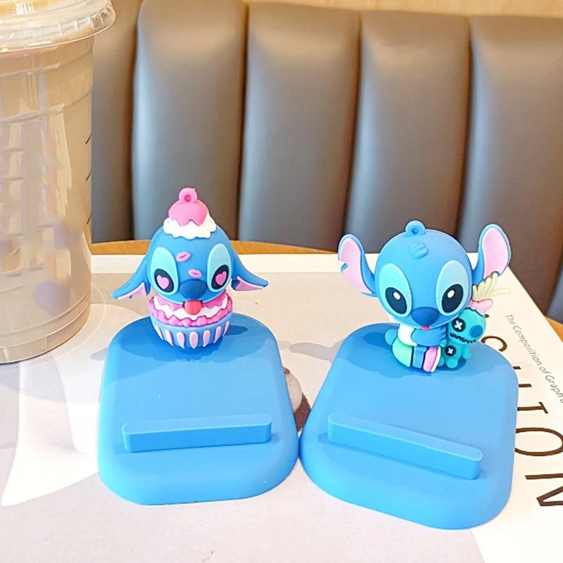 Disney Anime Stitch Mobile Phone Holder Base Kawaii Lilo & Stitch Model Phone Holder Ornament Children Gifts