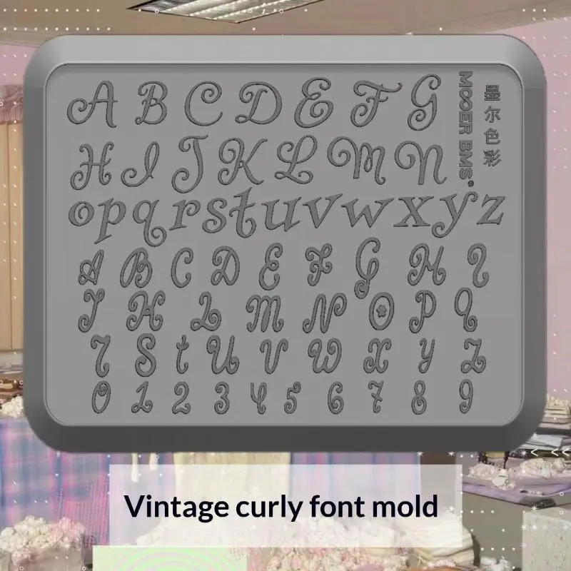 1Pcs Cursive Letter Number Silicone Mold Curly Alphabet Resin Casting Mould For Epoxy Jewelry Keychain Making DIY Craft