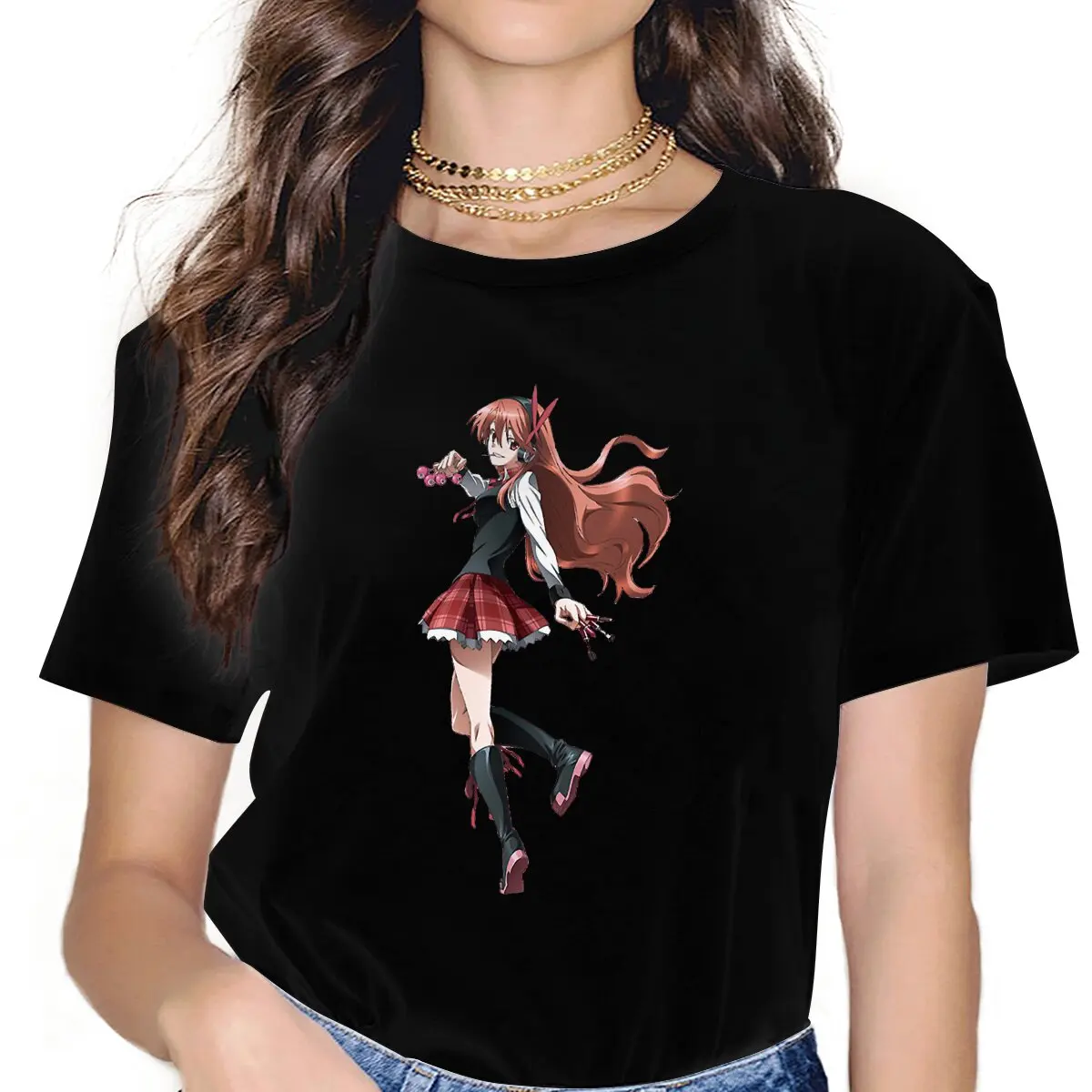 Novelty Chelsea T-Shirt for Women Round Collar T Shirt Akame Ga KILL Short Sleeve Tees Gift Idea Tops