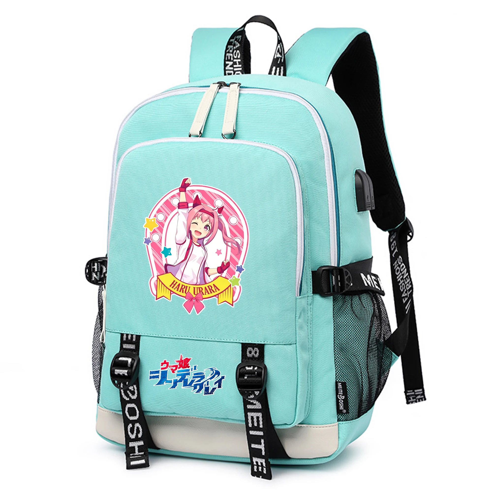 Pretty Derby Girls School Bags Cartoon Travel Backpacks Students Bookbag USB Charging Oxford Laptop Bagpack Boys Casual Daypacks