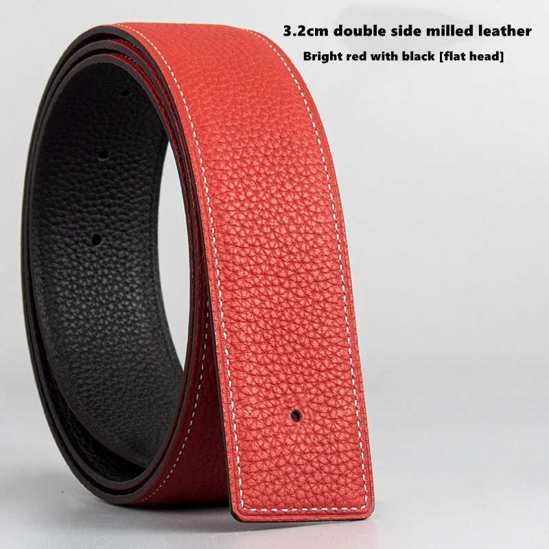 

3.2 CM Width Double Side Milled Leather Belt Suitable For Luxury H Buckle Togo Top Layer Calfskin Real Cowskin Belt