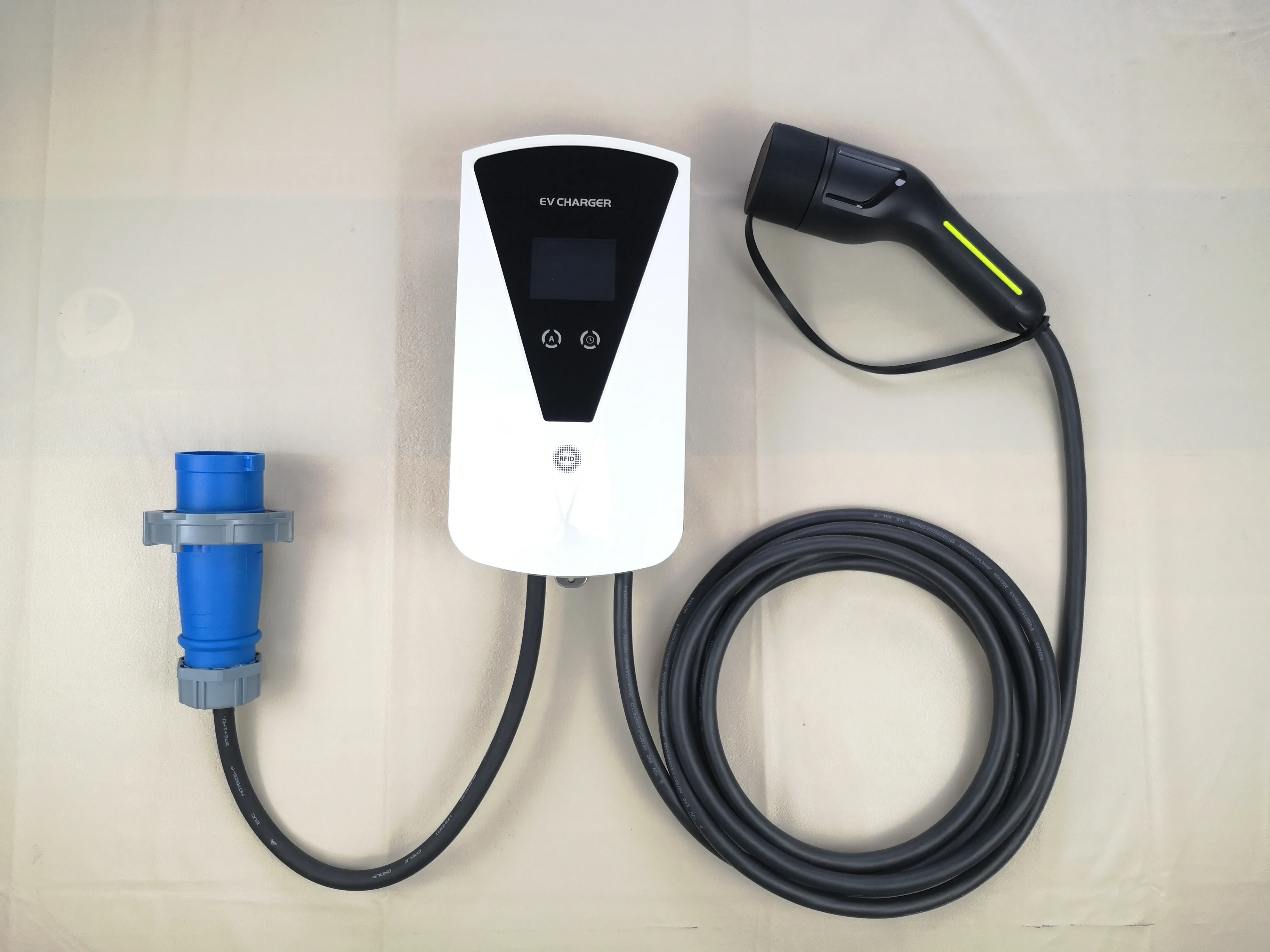 Chargeur Ev domestique, Station de contrôle, Prise, Gbt, Vope1, Vope2, 16A, Andrea RFid, 5m, 11kW