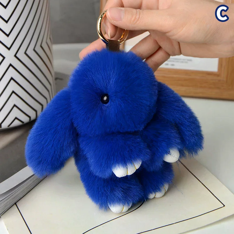 15cm 토끼털 키체인 여성 가방 자동차 키 체인 펜던트 장식품 가방 액세서리 선물