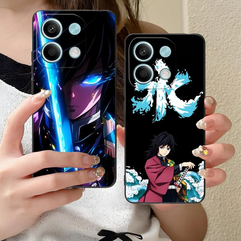 حافظة هاتف شيطان القاتل Giyu Tomioka لهاتف Xiaomi Redmi Note 14 13 12 11 A5 3 2 1 Pro Plus 4G 5G طباعة ملونة فاخرة