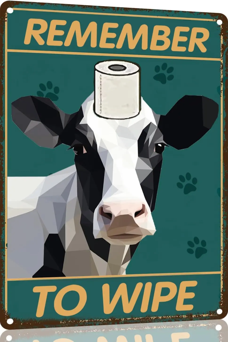 Cow Bathroom Wall Decor Cow Signs Metal Tin Sign - Remember to Wipe Bathroom Decor - 12x8 Inches Decor Cow Poster Funny Bat sign