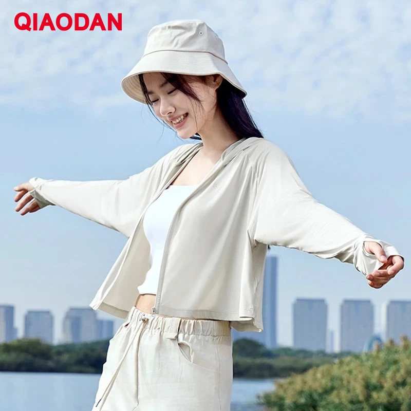 

QIAODAN Ice Skin Sun Protection Jackets for Women 2025 Summer New Loose Ice Feel Breathable Athletic Jacket Women XWD22244381