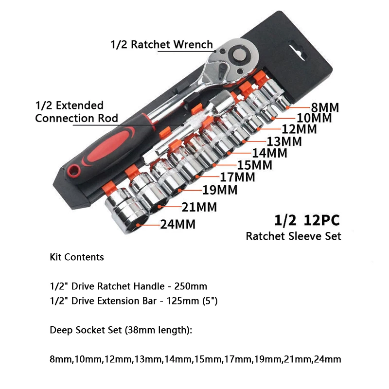 1/2" Drive 12PC Hea…