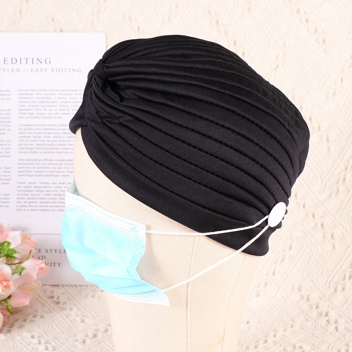 

2Pcs Head Wrap Anti Ear Pressure Band Breathable Sweat-Absorbing Elastic Hair Tie for Sports Fitness Face Mask Use Non-Slip