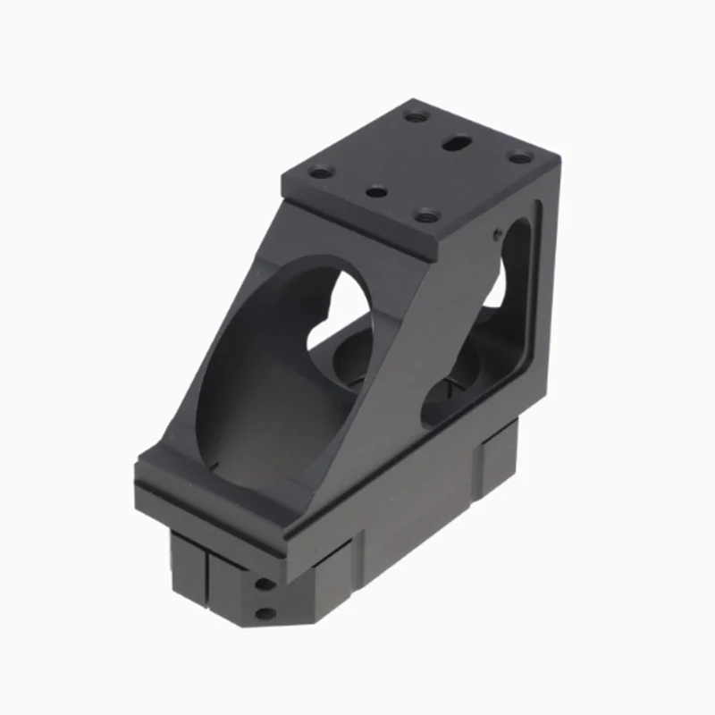 CNC custom machined black anodized aluminum alloy optical bracket black mechanical mount