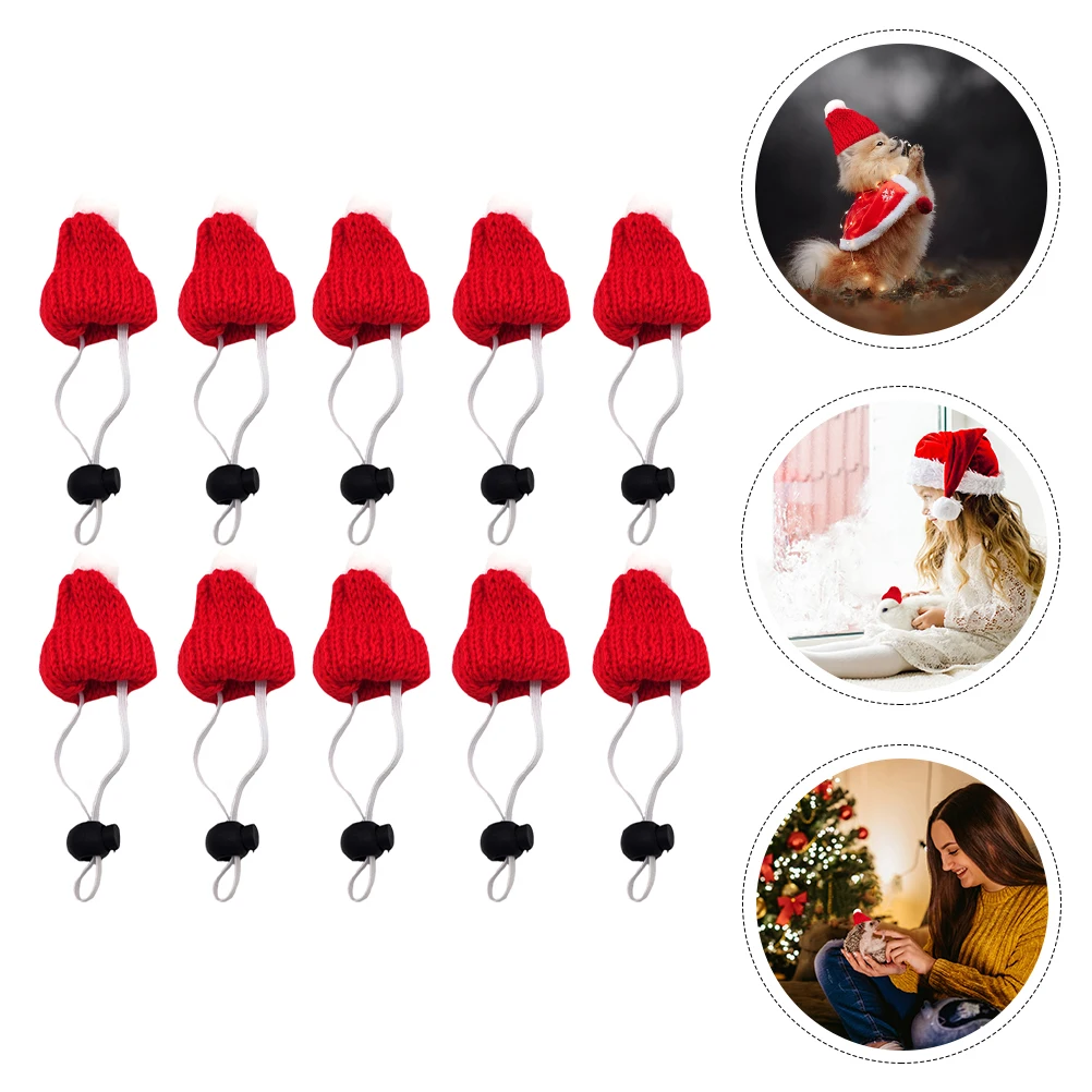 

10 Pcs Mini Animal Christmas Hat Pet Hats Supplies Decorative Cosplay Comfortable Adjustable Cloth Adorable Cap