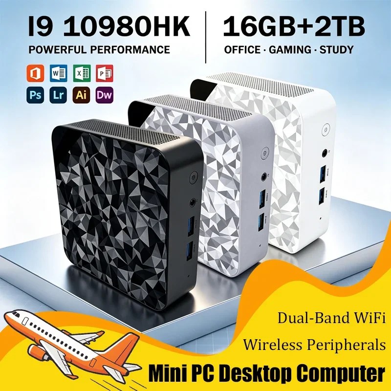 Windows 11 Multi-color Mini PC Intel Core I9-10980HK 16GB RAM 4K Video Output WiFi6 BT5.2 Compact Computer Home Media Playback