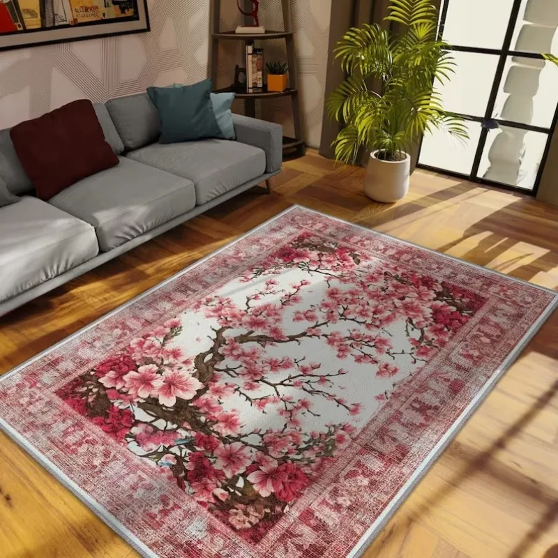 Floral Pattern Printed Decoration Living Room Carpets Home Large Area Bedroom Plush Rug Retro Fluffy Floor Mats Ковер Tapis 러그