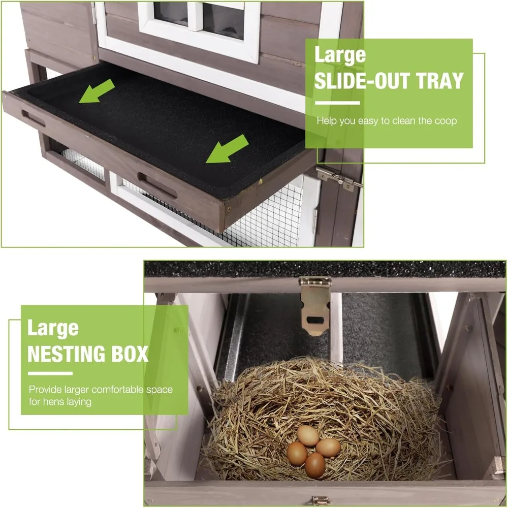 移動式鶏小屋（車輪付き、拡張可能、鶏トラクター）、屋外鶏小屋（2～4羽用）、67.3リットル