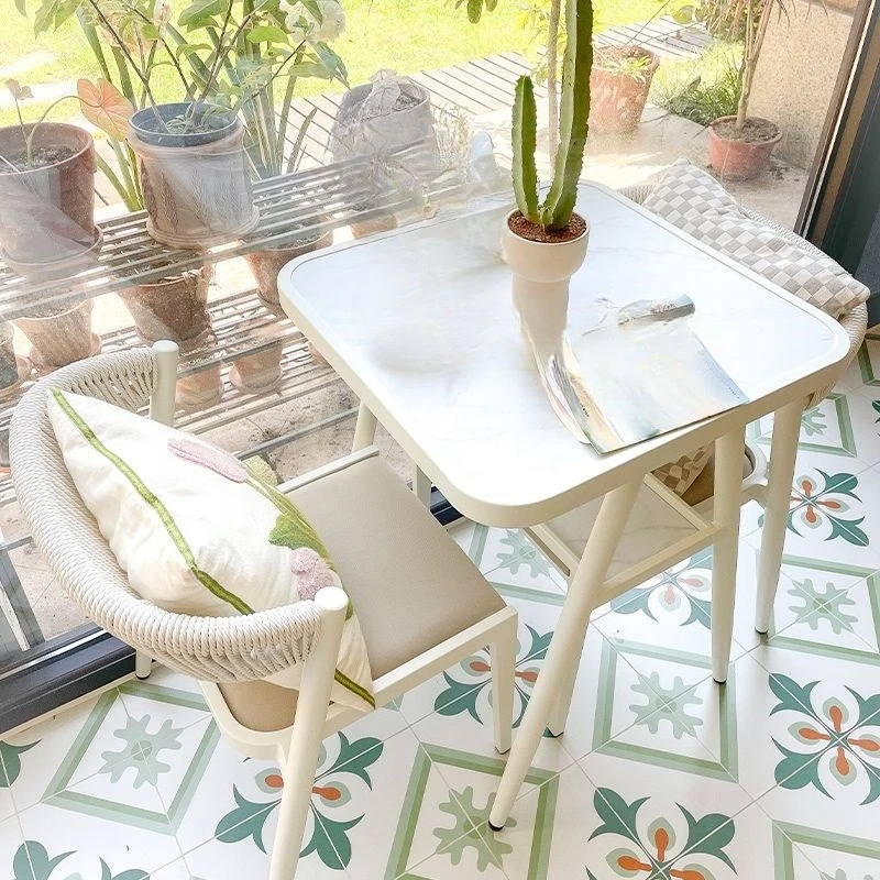 

small table and chair cream wind balcony and chair combination small apartment Internet celebrity and chair simple cafe