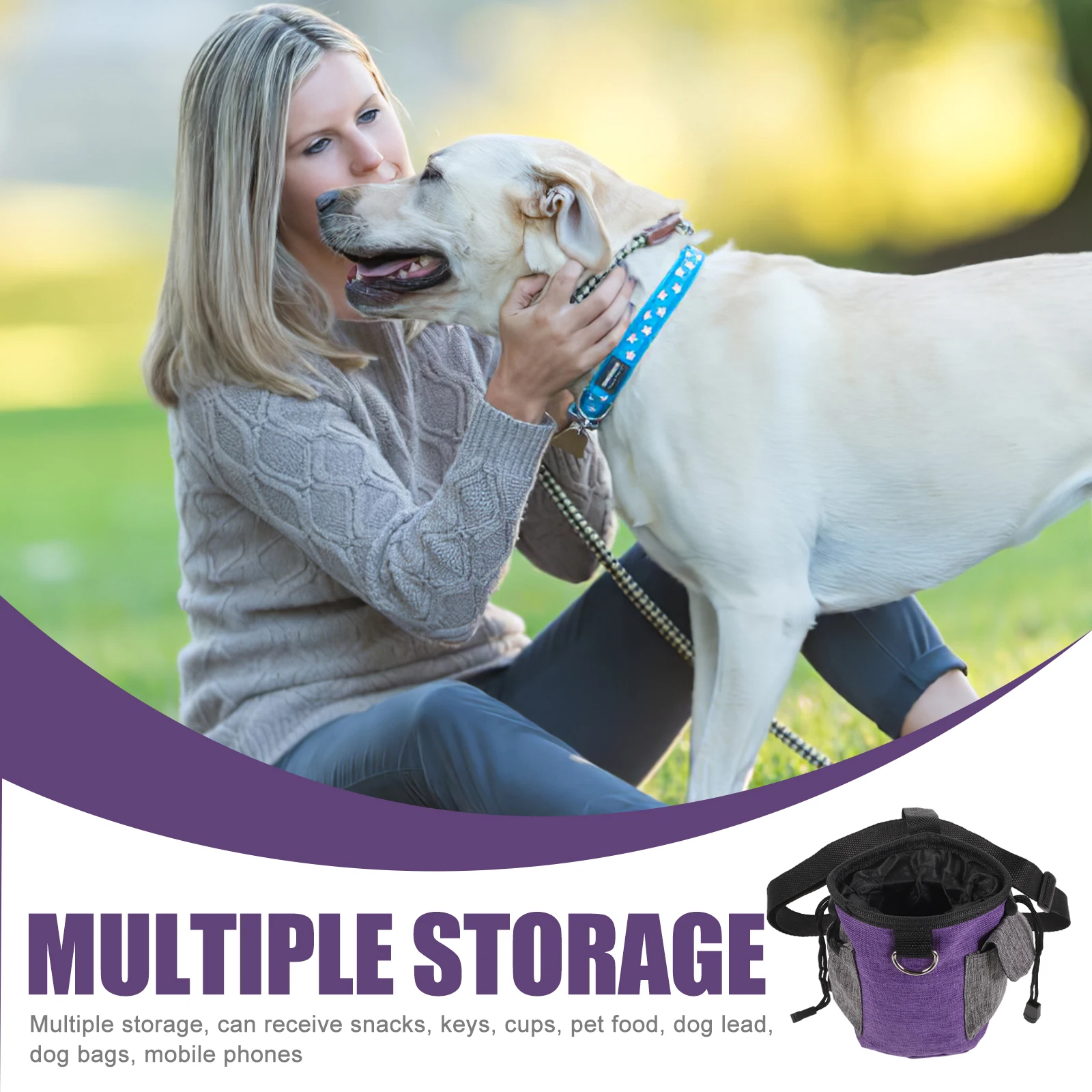 

Dog Treat Pouch Outdoor Puppy Snack Bag Purple Training Food Package Storage Portable Pet Waist Pack Dog Walking Bag Reusable