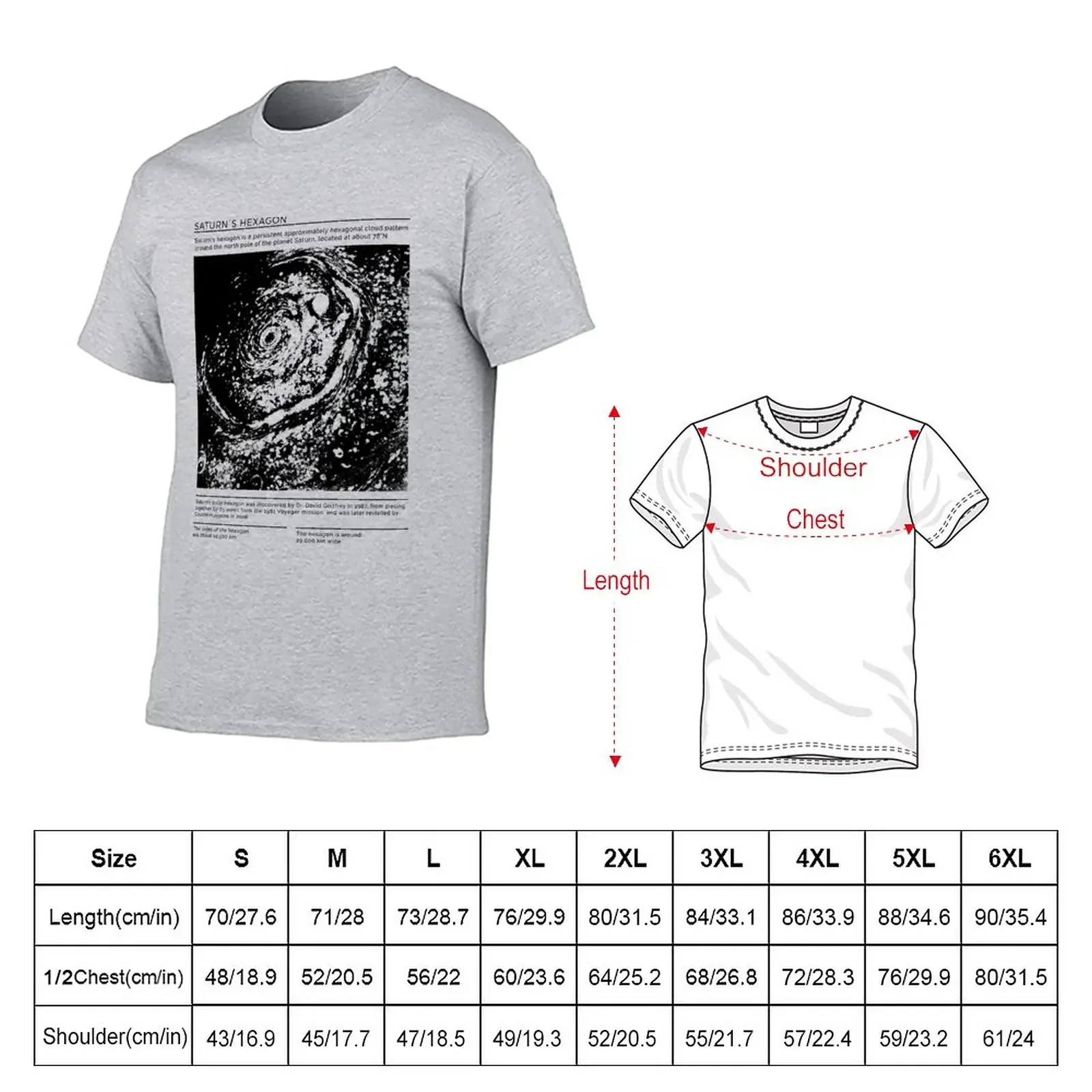 New Saturn's Hexagon InfoGraphic T-Shirt sublime t shirt sports fan t-shirts Oversized t-shirt men graphic t shirts