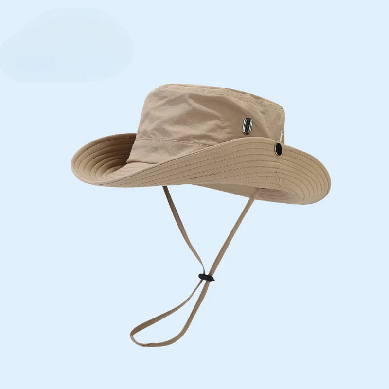 Western Cowboy Hat for Women, Quick-Drying Fisherman Hat, Outdoor Camping Hiking Rope, Climbing Hat