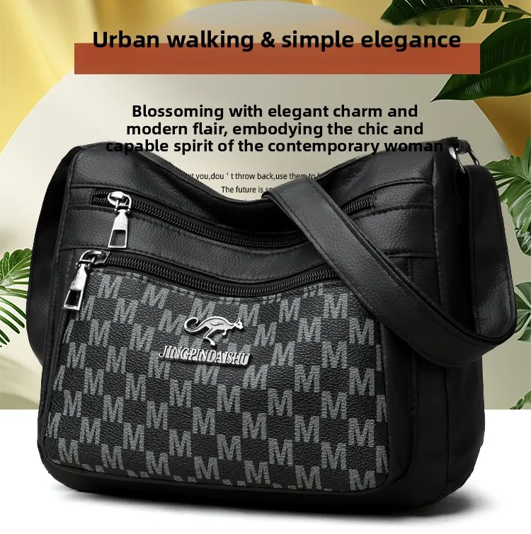 Klassisches Buchstaben-M-Design, mehrlagige Reißverschlusstasche, einzelne Schulter-Crossbody-Taschen für Damen, täglicher Gebrauch, Arbeit, Reisen, Ausflug, Party – Detail 1