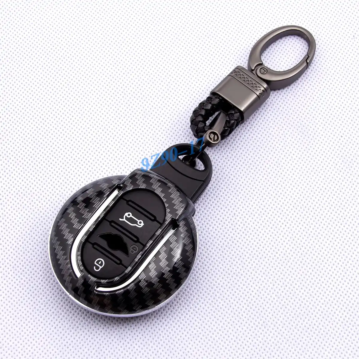 Carbon Fiber Car Key Fob Cover Case Chain Ring For Mini Cooper S One Countryman Clubman F54 F55 F56 F57 F60 view 5