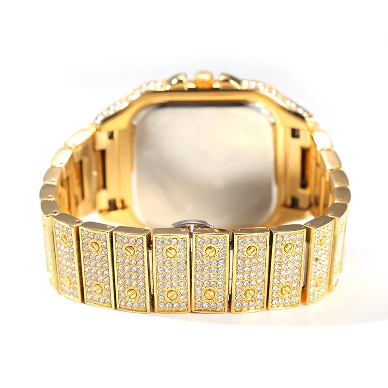 Hip Hop Luxury Quartz Wrist Waterproof Watches Bling Iced Out CZ Watch for Men Charm Jewelry Gold Silver Color view 6