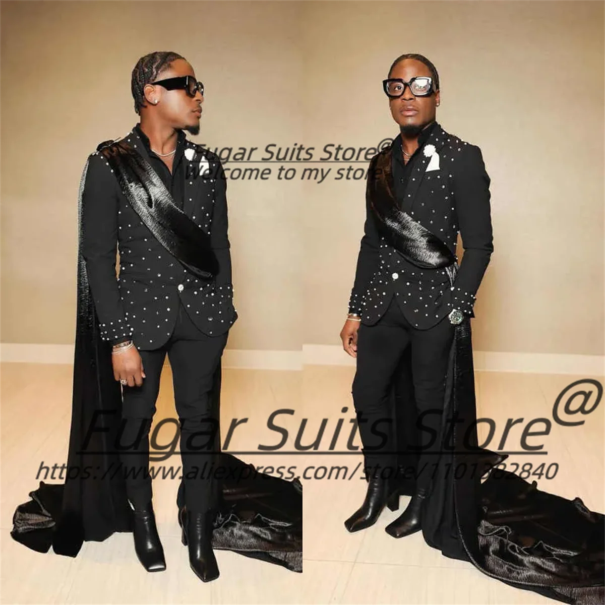 Customized Groom Wedding Tuxedos Fashion Crystal Single Breasted Men Suits Male Evening Blazers 2 Pcs Sets trajes para hombre