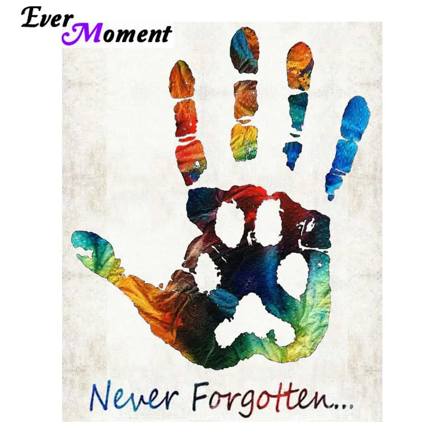

Ever Moment Diamond Painting Never Forgotten Dog DIY 5D Embroidery Diamond Colorful Hand Paw Wall Picture Pet Full Mosaic ASF888
