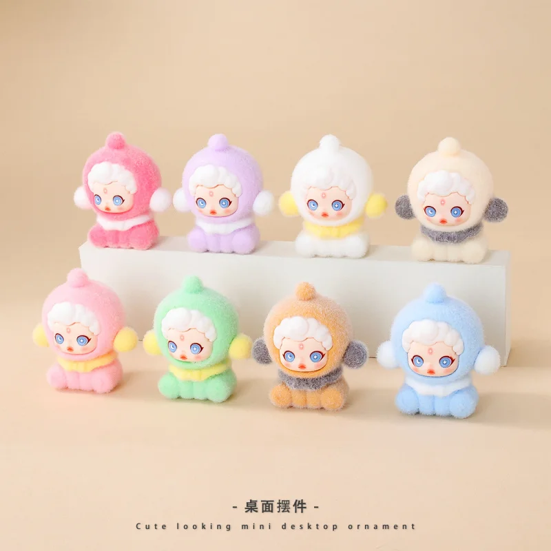 

Cute 8 styles flocked doll resin crafts table ornaments decorative blind bag gifts
