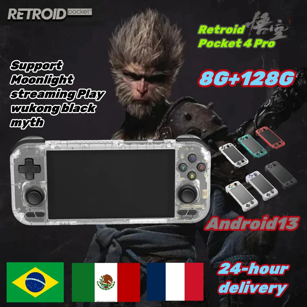 

Retroid Pocket 4 Pro 4.7 Inch Video Game 8G+128GB RP4 Handhelds Retro Player Android13 WiFi 6.0 Bluetooth Console PSP PS2 Gift