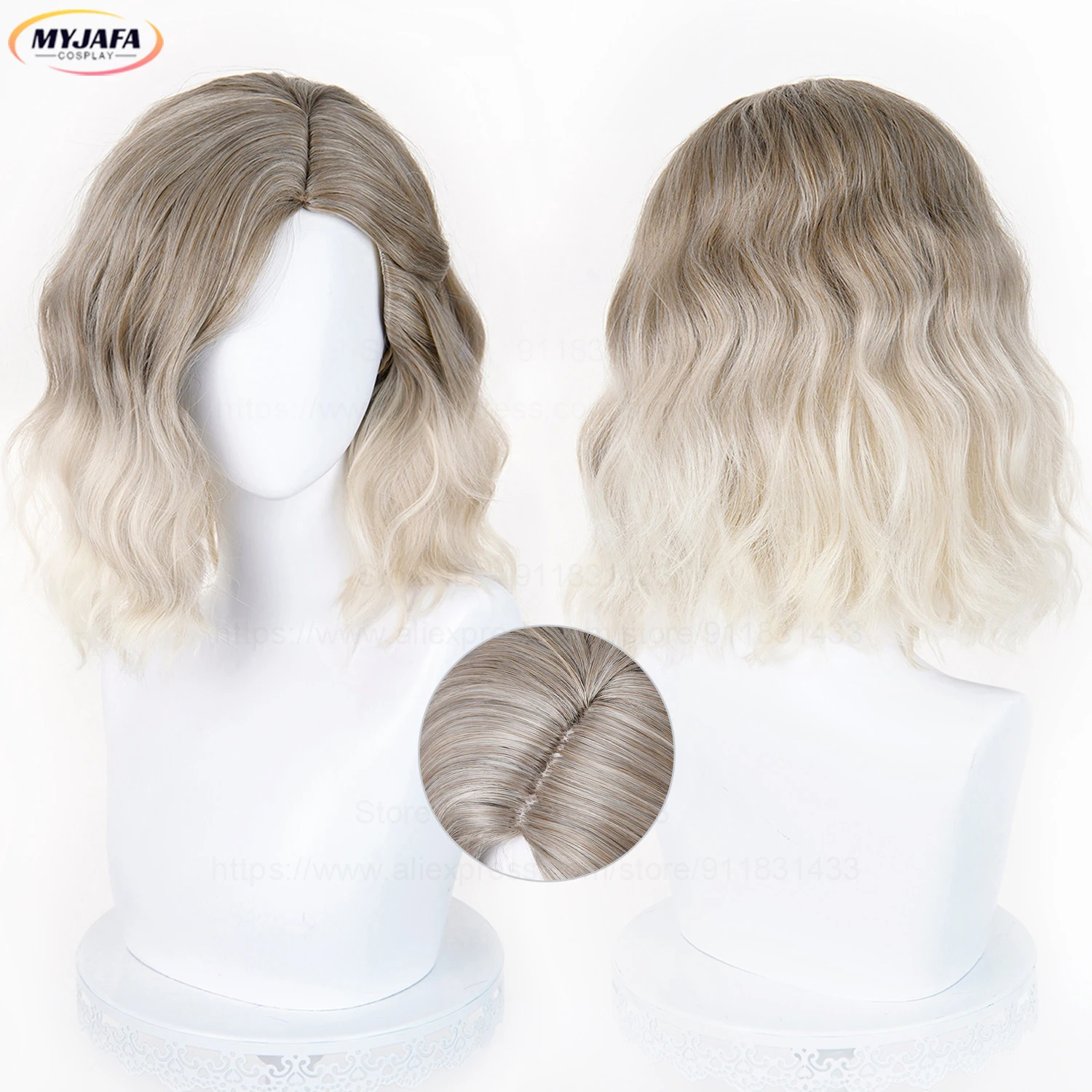 

Grace Ashcroft Cosplay Wig 35cm Short Mixed Colors Curly Heat Resistant Synthetic Hair Party Game Anime Wigs + Wig Cap