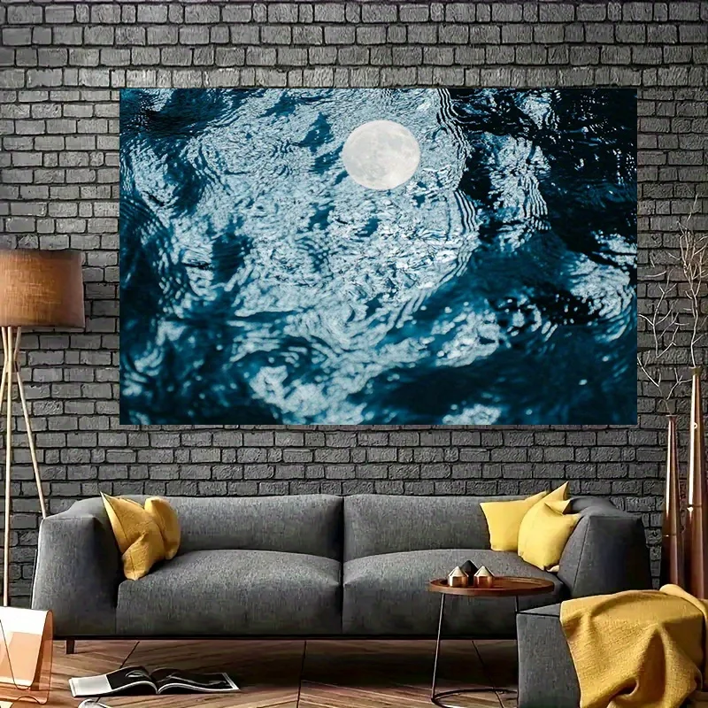 Deep Sea Moon Reflection Tapestry Wall Hanging Abstract Nautical Ocean Decor Print Bathroom Nursery Room Art Decoration