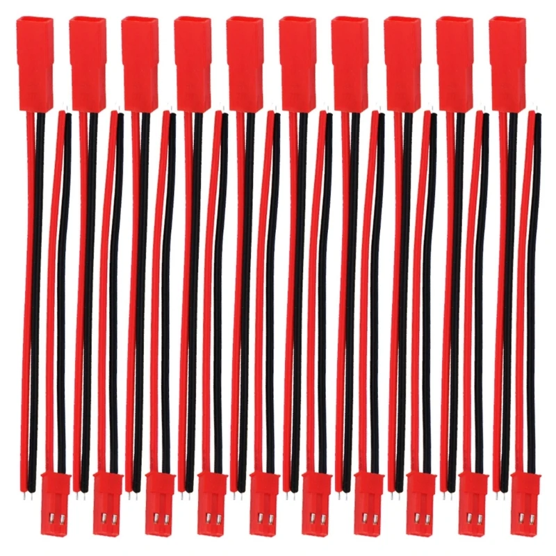 Strong 2P JST Plugs and Sockets 10 Pair with 100mm Cables Plastic for LED Module Power Supplies & Electronic Devices